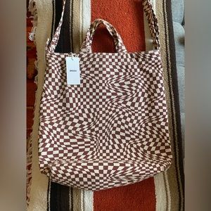 Baggu Maroon Trippy Checker Duck Bag